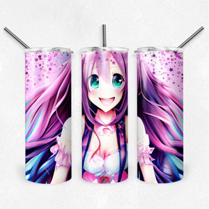 Hot Pink Anime Tumbler Design, Ragazza Anime Sublimazione, Tumbler Sublimazione Immagine, 20oz Tumbler PNG, Seamless Tumbler Wrap