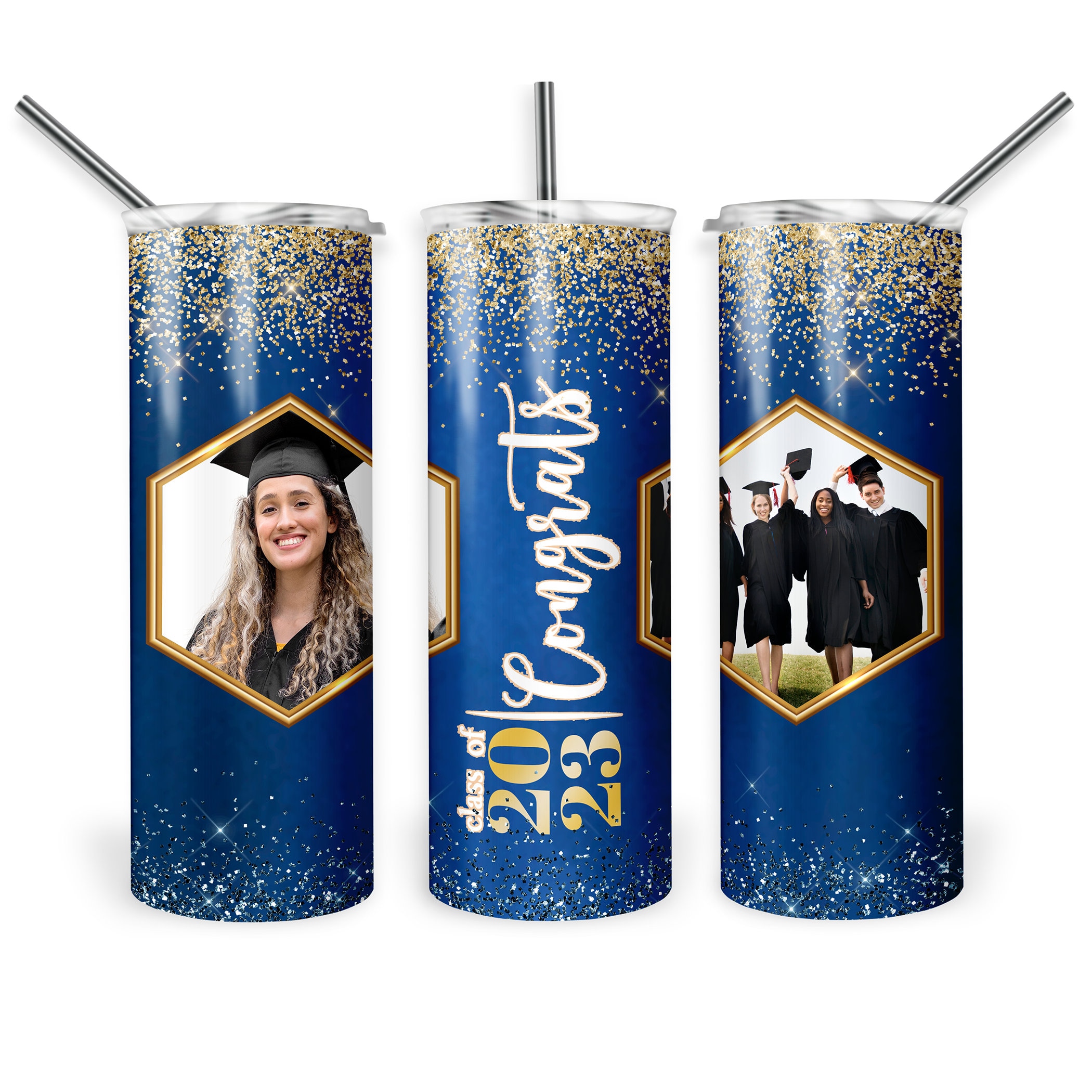 2023 Graduation Tumbler Wrap With Photo Frames 20oz Skinny Tumbler