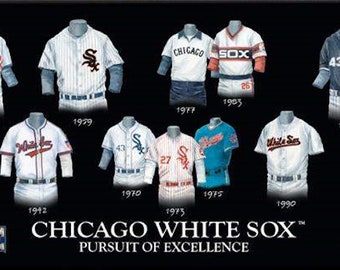 MLB Chicago White Sox uniform evolution plaqued poster - 8 x 24 ready to  hang