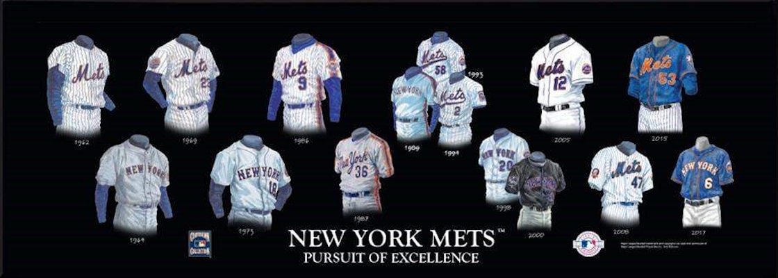 MLB New York Mets Uniform Evolution Plaqued Poster 8 X 