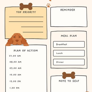 Printable/ Editable Organised Daily Vizsla Planner | To Do List | Productivity Day Planner | Daily Diary Insert | Template | PDF | Dogs