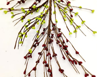 18-Foot Burgundy Pip Berry String Garland – Primitive Floral Craft Garland – FT590B