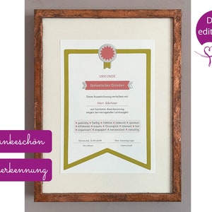Certificate for fantastic teachers and educators to print out. Gift. Primary school, kindergarten, music school. Green and red. Can be personalized