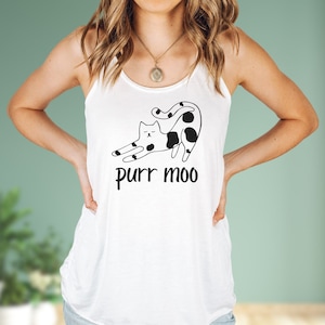 Purr Moo Yoga Tank Top, Cat Cow Yoga Shirt, Cat Yoga Tank, Funny Cat Shirt, Yoga Tank, Tank Tops for Women, Cat Lovers Shirt, Meditation Cat