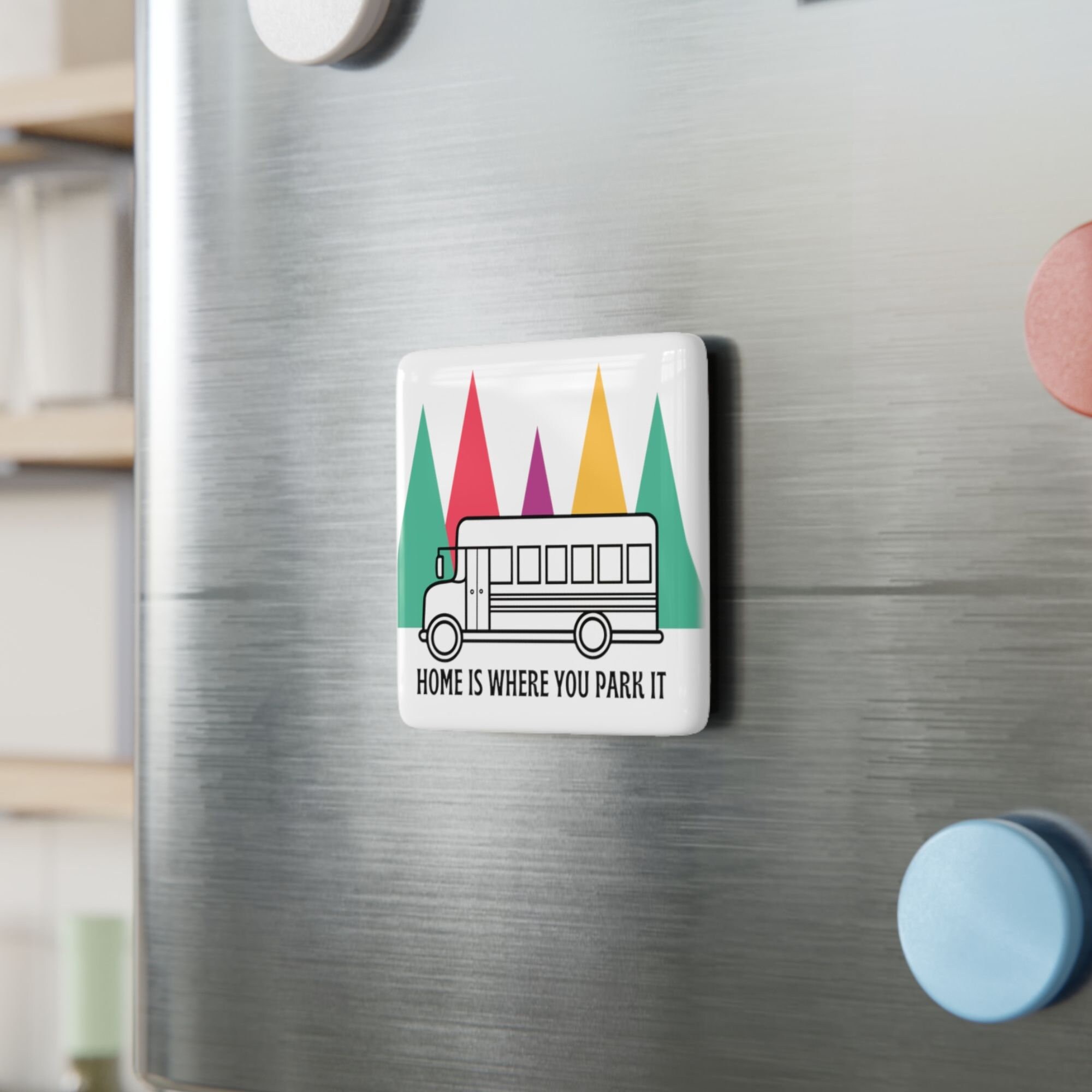 Skoolie Magnet, Bus Magnet, Porcelain Magnet, Square, Nomad Gift, Nomad ...