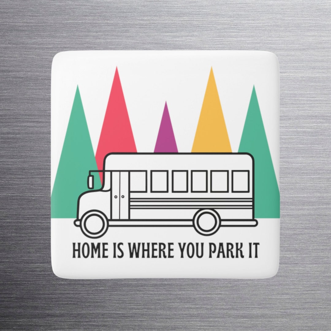 Skoolie Magnet, Bus Magnet, Porcelain Magnet, Square, Nomad Gift, Nomad ...