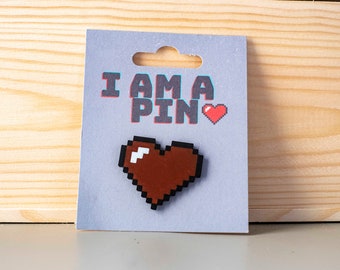 Pixel Heart Pin 3Dprinted