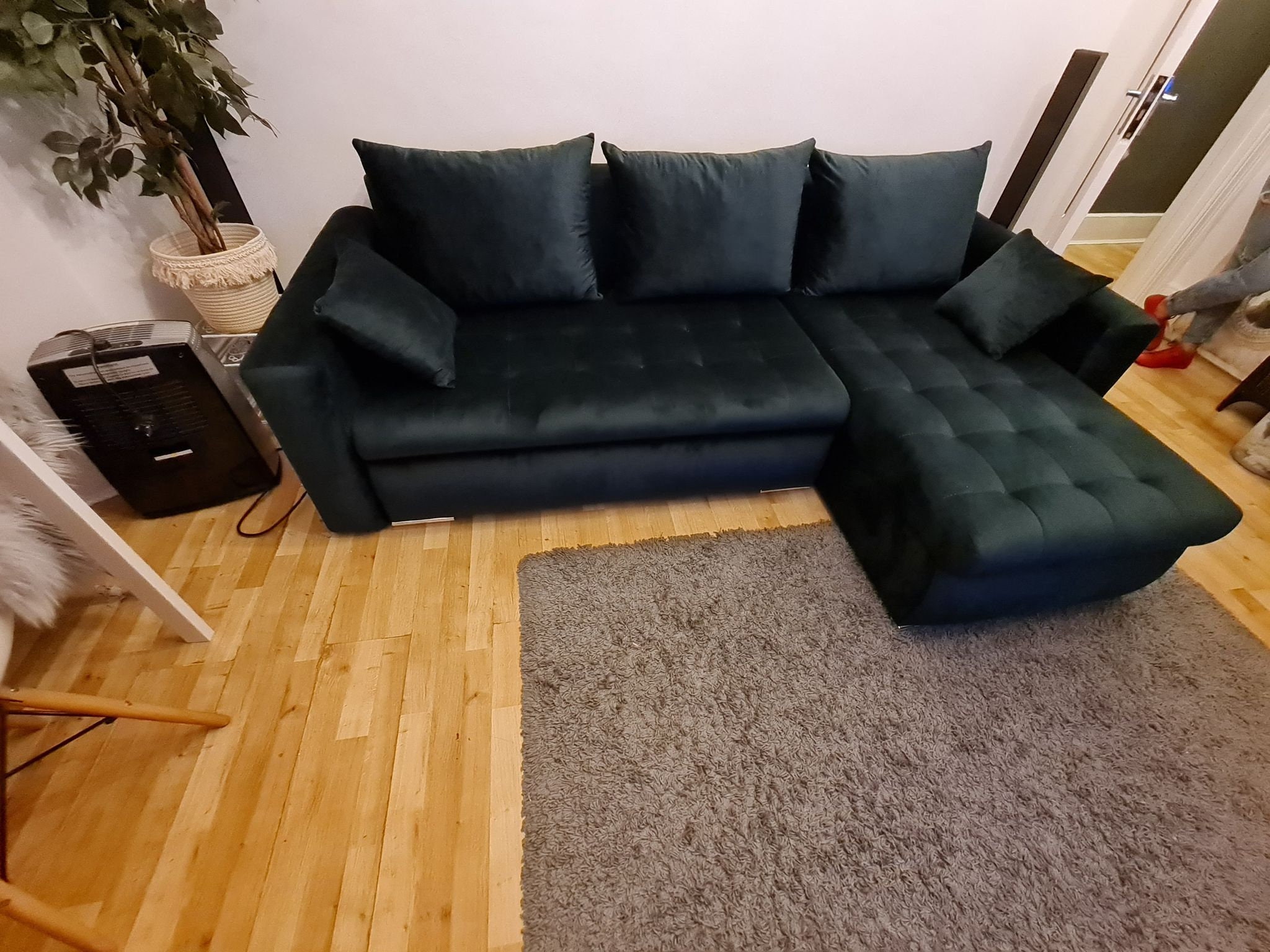 Corner Sofa Bed With Storage in Bottle Green Colour Etsy UK