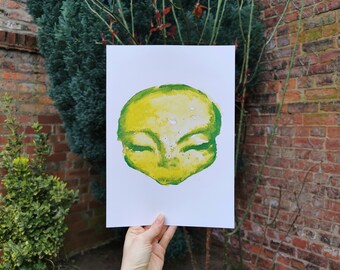 The Memory "Verde" - Original Art Print / Watercolour painting / Expressionist portrait / Contemporary art / Monochromatic art / Signed