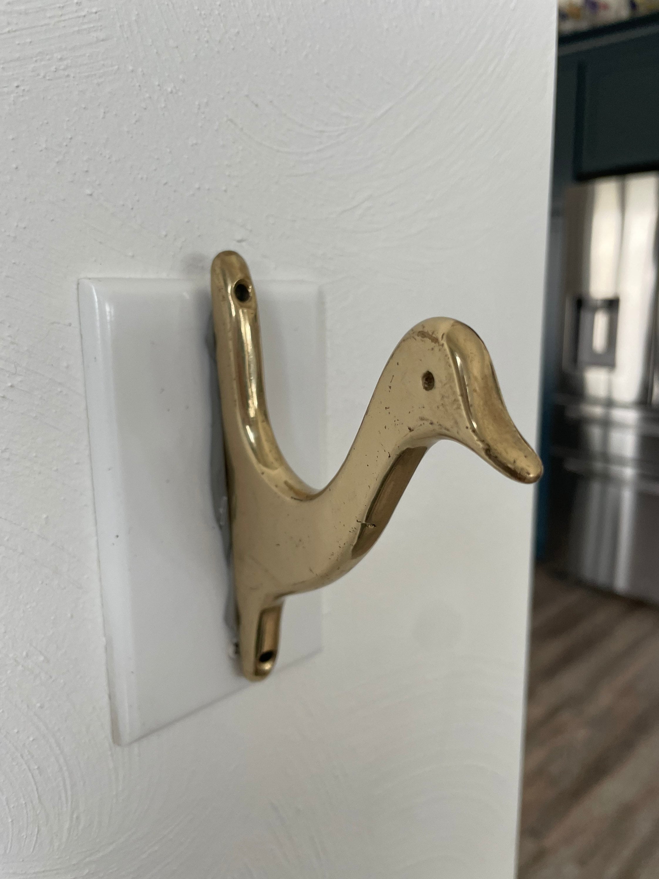 Solid Brass Duck, Vintage Coat Hooks, Lakehouse Decor, Goose Wall