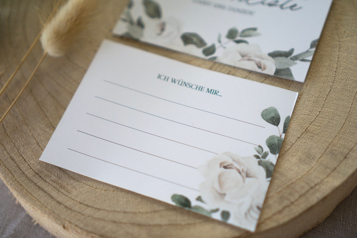 50 Musikwunschkarten "Aquarell Hochzeit" Für Hochzeiten Und Geburtstage