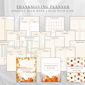 Thanksgiving Planner Printable Thanksgiving Holiday Meal Planner Fall Planning Guide Fall Event Planning Thanksgiving Recipe Card