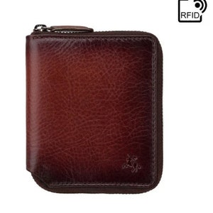 Burnished Leather Zip Around Wallet - High Quality Secure Wallet Handmade by VISCONTI - AT65