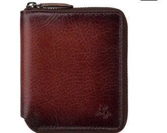 Burnished Leather Zip Around Wallet - High Quality Secure Wallet Handmade by VISCONTI - AT65
