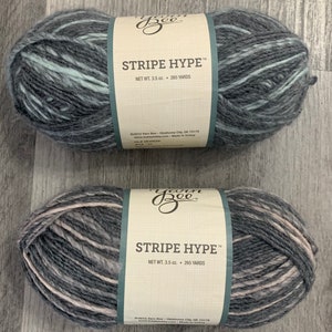 1 Skein (29 Skeins Available in 2 Colors) Yarn Bee Stripe Hype Yarn,3.5oz/100g, 265y/242m, 4 Medium