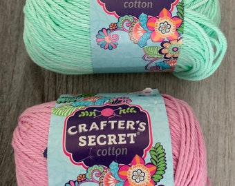 1 Skein (13 Skeins Available from 2 Colors) Crafter's Secret Cotton Yarn, 2oz/57g, 95y/86m, 4 Medium