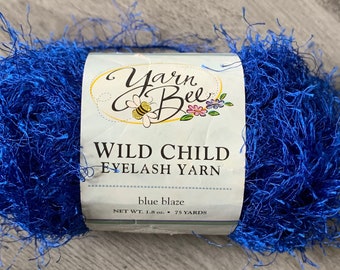 1 Skein Wild Child Eyelash Yarn- Blue Blaze,1.8oz/50g, 75y/68.5m