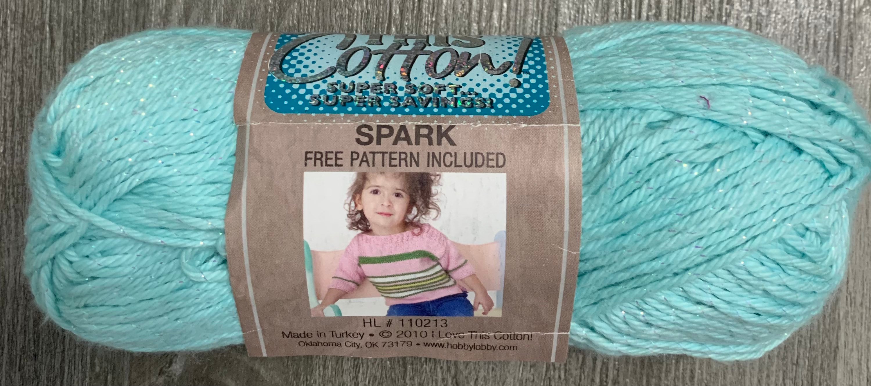 1 Skein 2 Skeins Available in Aqua Sparkle I Love This Cotton Yarn