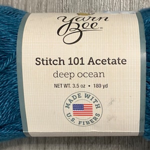 1 Skein Yarn Bee Stitch 101 Acetate- Deep Ocean- 3.5oz/100g, 180y/165m, 4 Medium