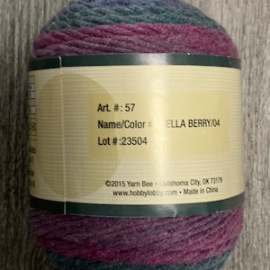 1 Skein (16 Skeins Available ) Yarn Bee Lil&#39; Dollop- Bella Berry, 1.5oz/43g, 92y/84m, 4 Medium