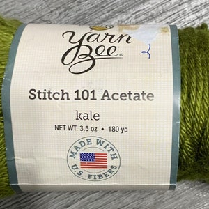 1 Partial Skein Yarn Bee Stitch 101 Acetate Yarn- Kale -3.3oz