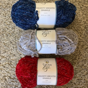 1 Skein Yarn Bee Velvety Smooth Sparkle Yarn Silver 3.5oz/100g, 161y/147m, 4 Medium