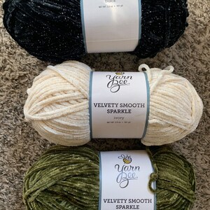 1 Skein (10 Skeins Available in 3 Colors) Yarn Bee Velvety Sparkle Yarn, 4 Medium