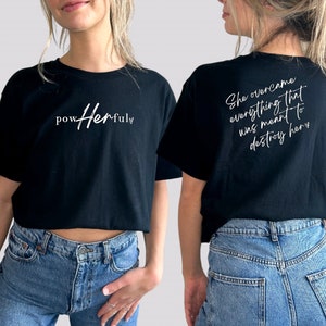 Women’s Empowerment &quot;PowHERful&quot; cropped top or unisex regular length t-shirt, Inspirational woman&#39;s t-shirt, Girl boss t-shirt