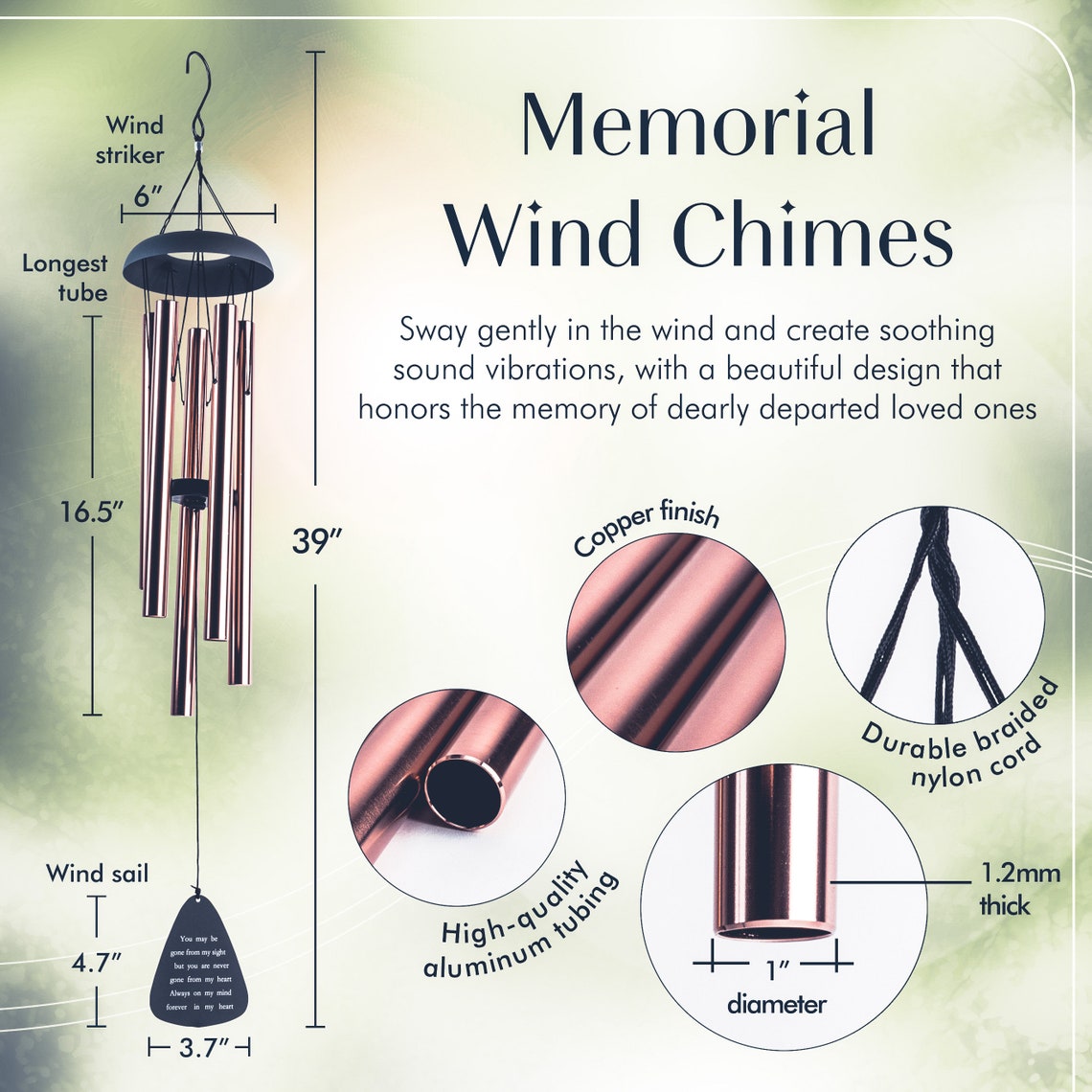 Memorial Wind Chimes 39 Sympathy Wind Chimes for Loss Etsy