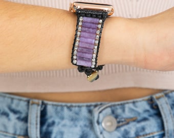 Handgemaakte natuursteen Apple Watch Band-unieke edelsteen Smartwatch-band met genezend kristal-Touch of Nature en elegantie voor je pols
