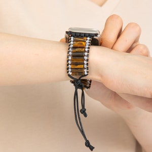 Handcrafted Bead, Gemstone, and Corded Apple Watch&Smartwatch Band-Stylish Wrist Accessory with Natural Stone and Bead Fashionable Tech Look