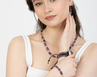 Amethyst jewelry set,Jewelry set for women,christmas jewelry set,Purple jewelry set,Boho jewelry set,Unique jewelry set,Jewelry gift set