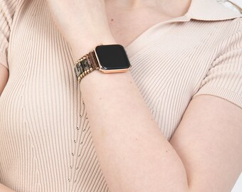 Jasper Gemstone Apple Watch Band Girls, Apple Watch Band Women,Gemstone Watch Bands,Beaded Braceled Apple Watch Bands