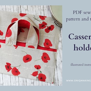 Sewing Tutorial: DIY Casserole Holder Pattern & Measurement Chart, Instant Download, Picnic Lunch Carrier, Beginner Sewing