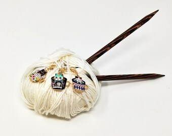 Steekmarkeringen voor kattenliefhebbers, breiers, voortgangsbewakers, haken en breiaccessoires - set van 3