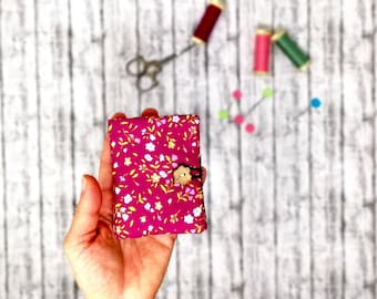 Floral needle book with two pockets, sewing gift