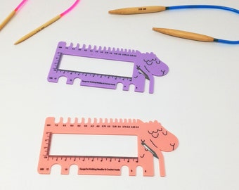 Gauge for knitting needles and crochet hooks, Size Guide Ruler, Crochet Ruler, Sheep Shape Knitting Gauge
