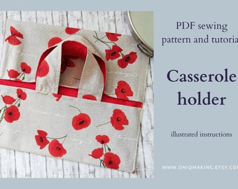 Sewing Tutorial: DIY Casserole Holder Pattern & Measurement Chart, Instant Download, Picnic Lunch Carrier, Beginner Sewing