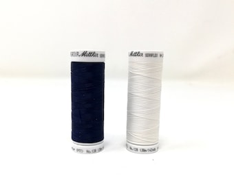 Seraflex Mettler Stretch Apparel Sewing Thread, Elastic Threads, Sewing thread for jersey and knit fabric, WHITE or BLUE