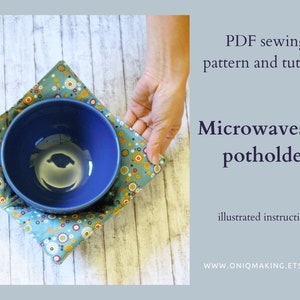 PDF Microwave bowl cozy pattern, Reversible bowl cosy, super easy sewing tutorial ENGLISH and ITALIAN