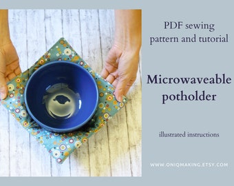 PDF Microwave bowl cozy pattern, Reversible bowl cosy, super easy sewing tutorial ENGLISH and ITALIAN