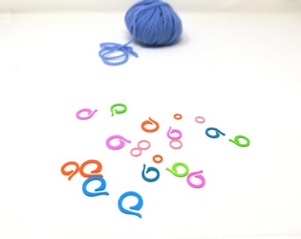 Pack de 20 marcadores de puntos, tipo mixto, marcadores de anillas, marcadores de punto para ganchillo y punto, marcadores de plástico