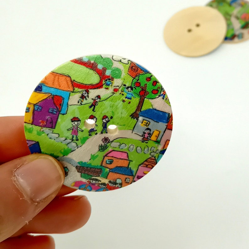 Botón de madera de gran tamaño, botón gigante extra grande de 50 mm, botón decorativo imagen 10