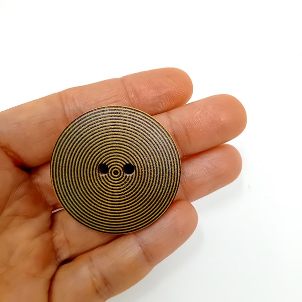 Wooden round button, large button 40 mm, decorative button, 4 cm