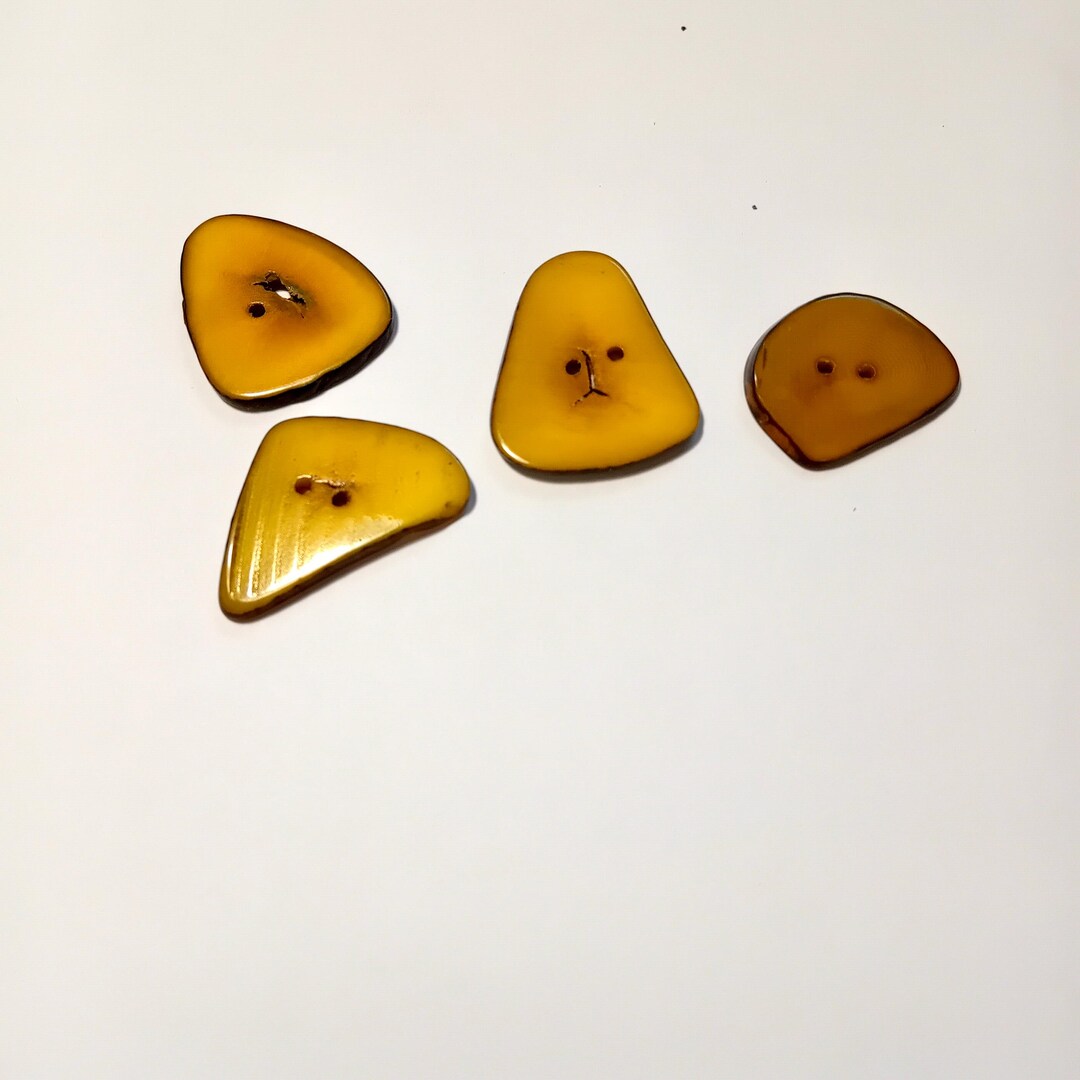 Set of 4 Yellow Wooden Buttons, Decorative OOAK Buttons - Etsy