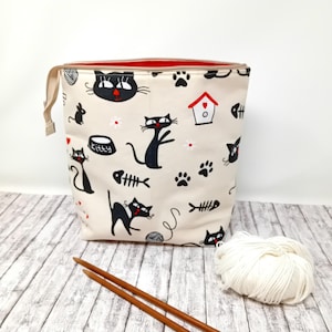 Hinkväska för stickprojekt, garnförvaring, väska för pågående arbeten, present till stickare, sockprojektväska