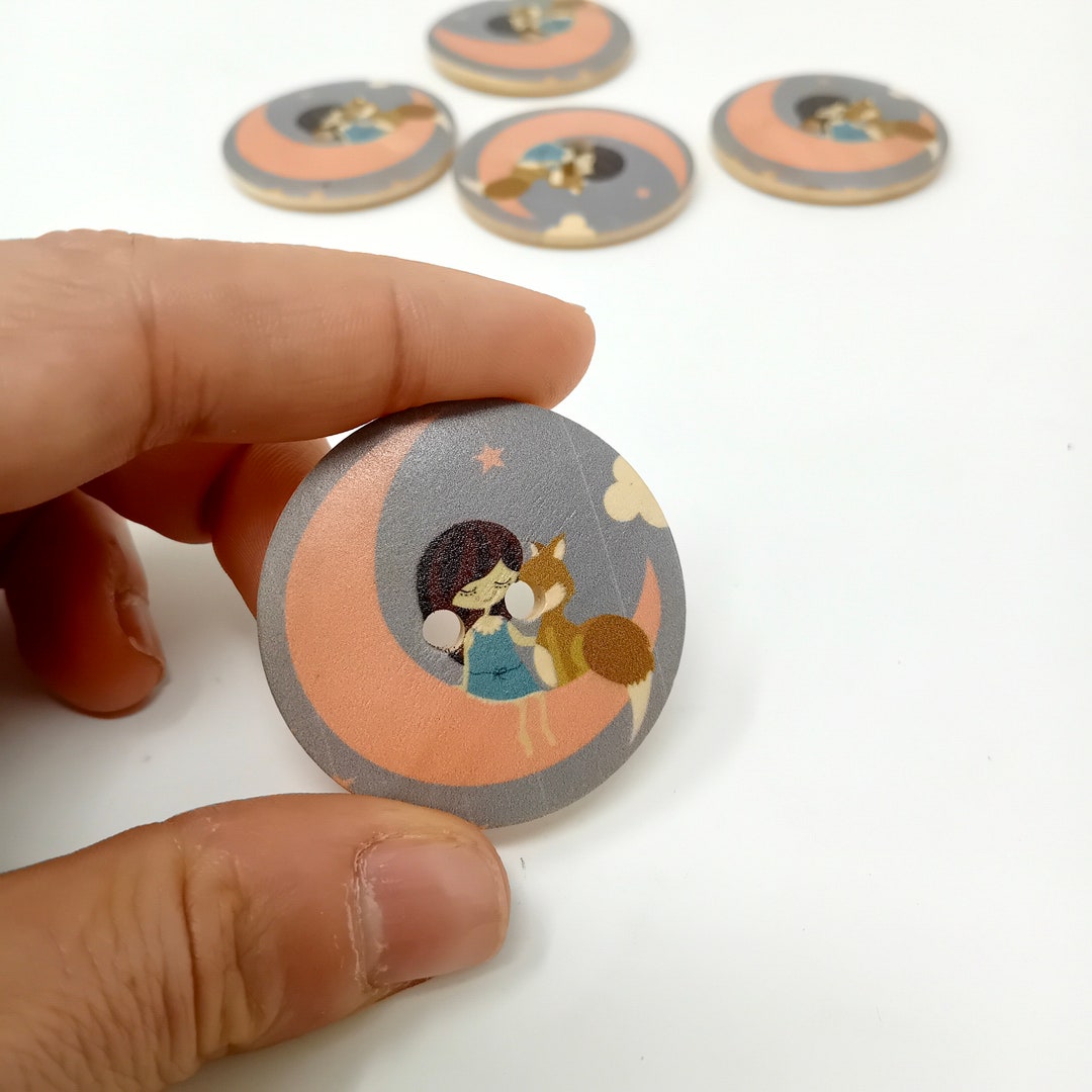 Cute Big Button, Large Wooden Button 4cm, Button for Handmade Knitting ...