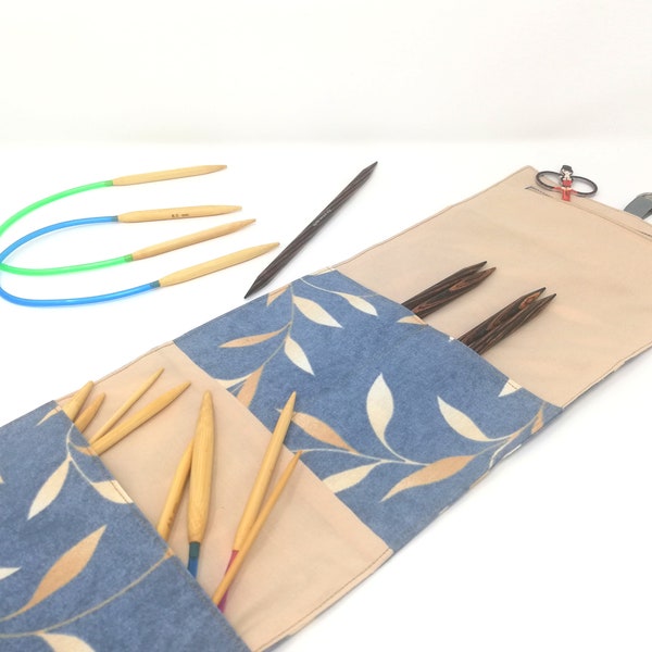 Knitting needle case for circular and double pointed knitting needles