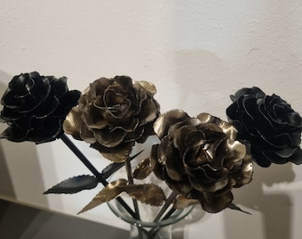 Handmade metal rose from different metals