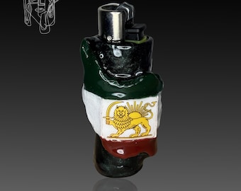 Pahlavi Flag Handmade Lighter Case, A Gift for the Iranian, Art Map for Iran, Women Life Freedom Message
